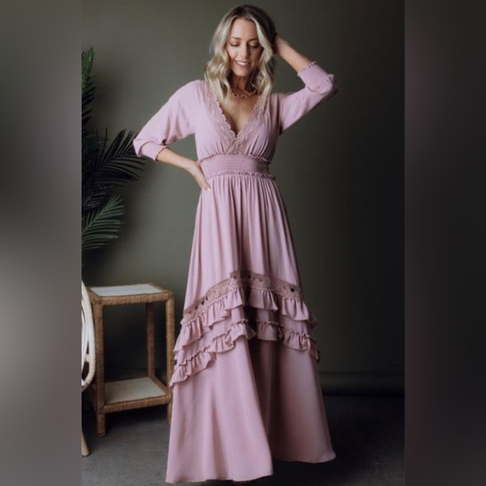 Pippa ruffle maxi dress vintage rose